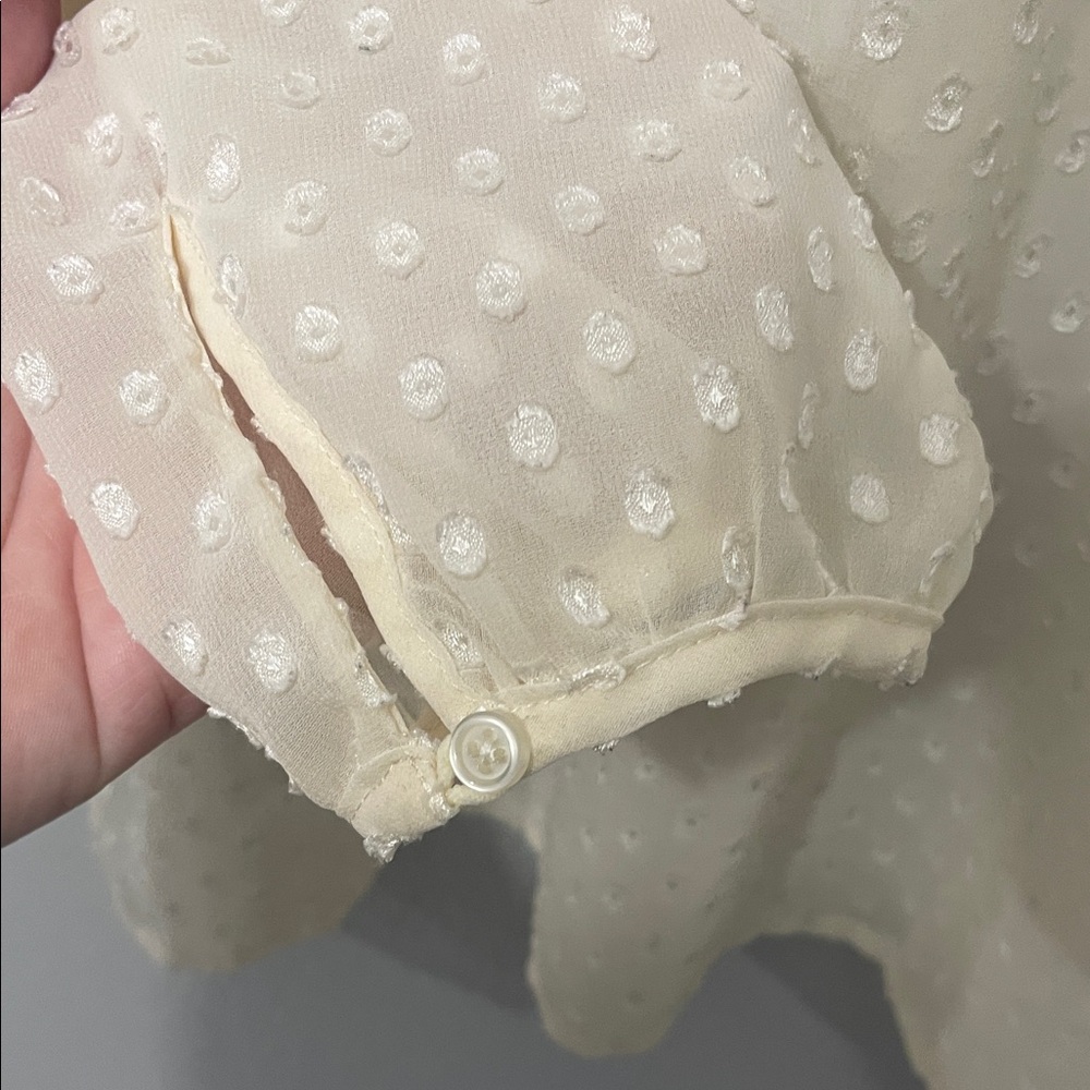 Mossimo Romantic Sheer Cream Polka Dot Women's Blouse XL - Picture 6 of 8